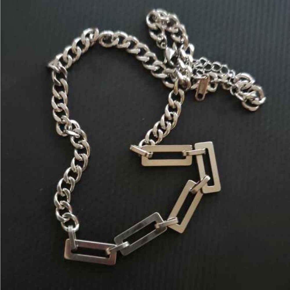 Stainless steel Chunky Cuban Necklace Half link Unisex Mens Womens Jewelry - Picture 4 of 7